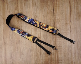 art painting clip on ukulele hook strap, no button, no drilling,