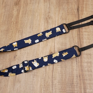 corgi clip on ukulele hook strap | cute ukulele strap | no button, no drilling | dog uke strap,