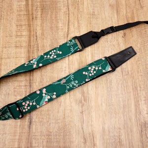 Personalized green bird and small fruit ukulele strap | comfort ukulele strap | ukulele gifts | graduation gift