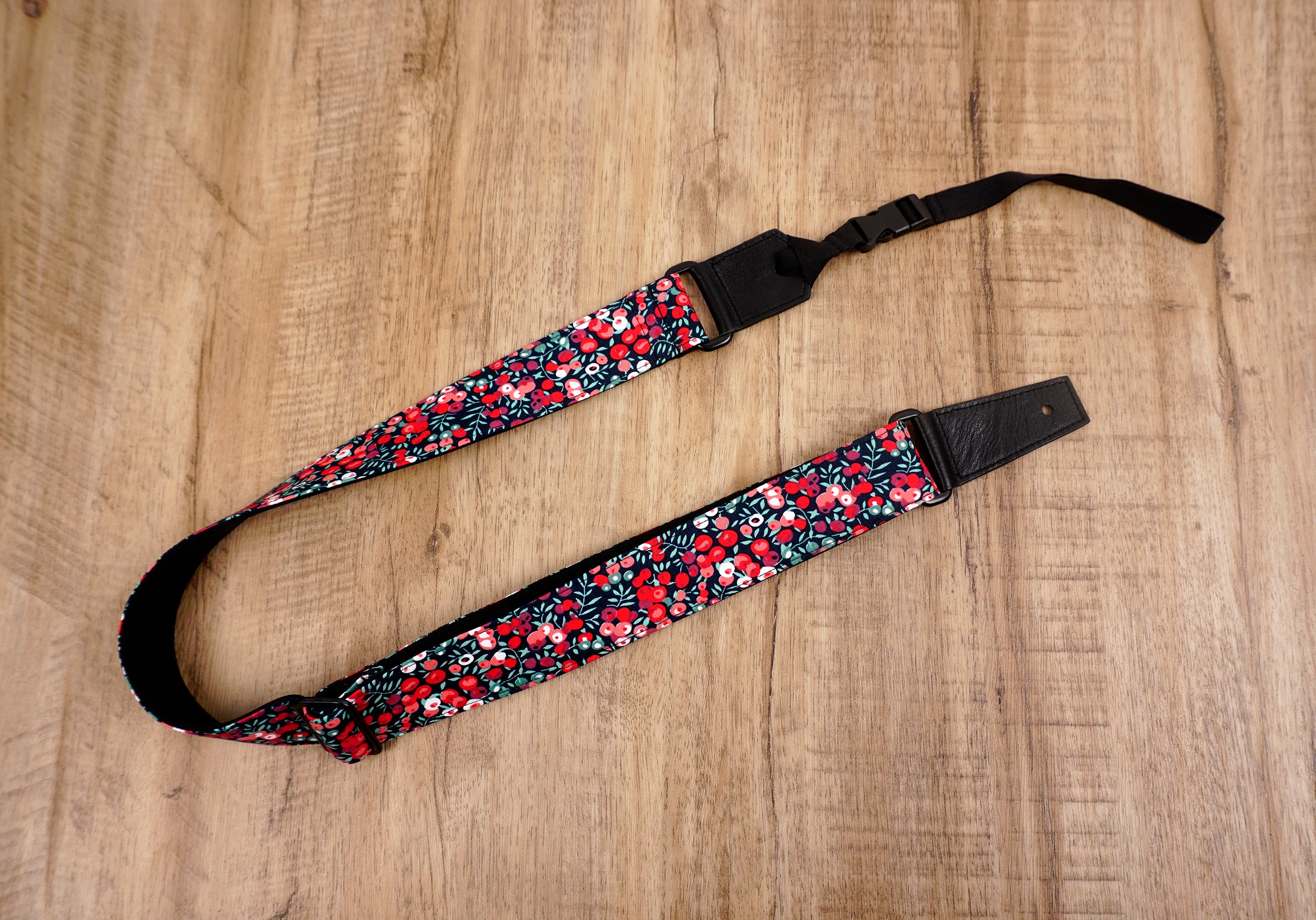 Personalized Red Berry Ukulele Strap With Leather Ends Etsy