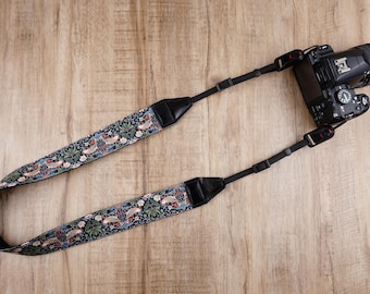 personalized handmade quick-release vintage bird printed camera strap for canon/nikon/sony/fuji/ricoh/pentax/panasonic, dslr camera strap,