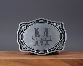 Personalized Vintage monogram belt buckle with engraved, Western vintage cowboy belt buckle for groomsman, him