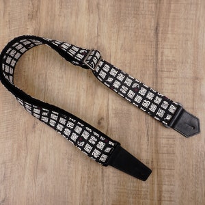 Personalized fish monogrammed guitar strap with leather ends, graduation gift