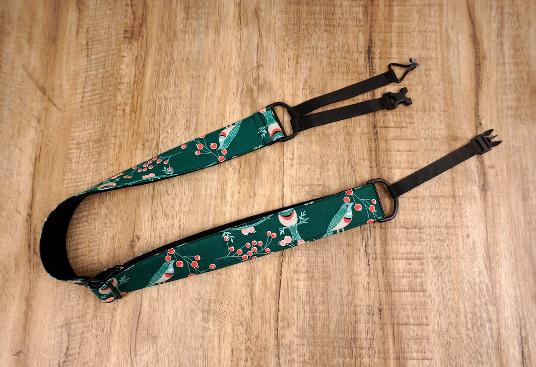 Green Bird Clipon Ukulele Hook Strap Vintage Ukulele Strap No Button