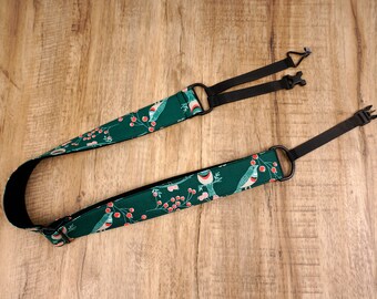 green bird clip-on ukulele hook strap  | vintage ukulele strap no button, no drilling, ukulele gifts for her,