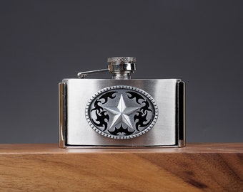 Flask Belt Buckle with 3 OZ Flask set, Western cowboy vintage belt buckle