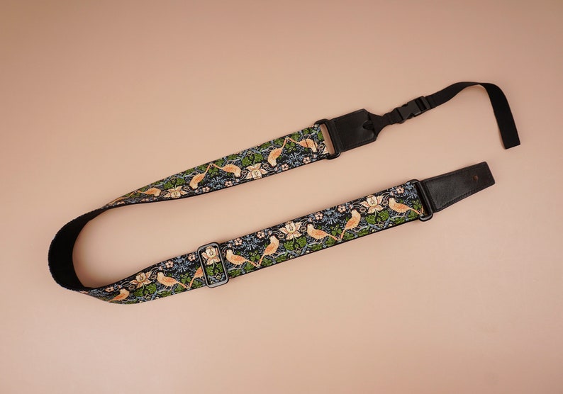 Personalized vintage ukulele strap bird ukulele strap boho ukulele strap green ukulele strap graduation gift image 1