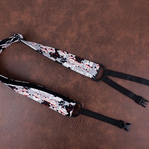 smile black and white cat printed clip on ukulele hook strap with no drill, no button