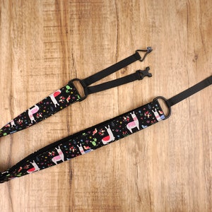 colorful llama clip on ukulele hook strap no drill, no button, graduation gift