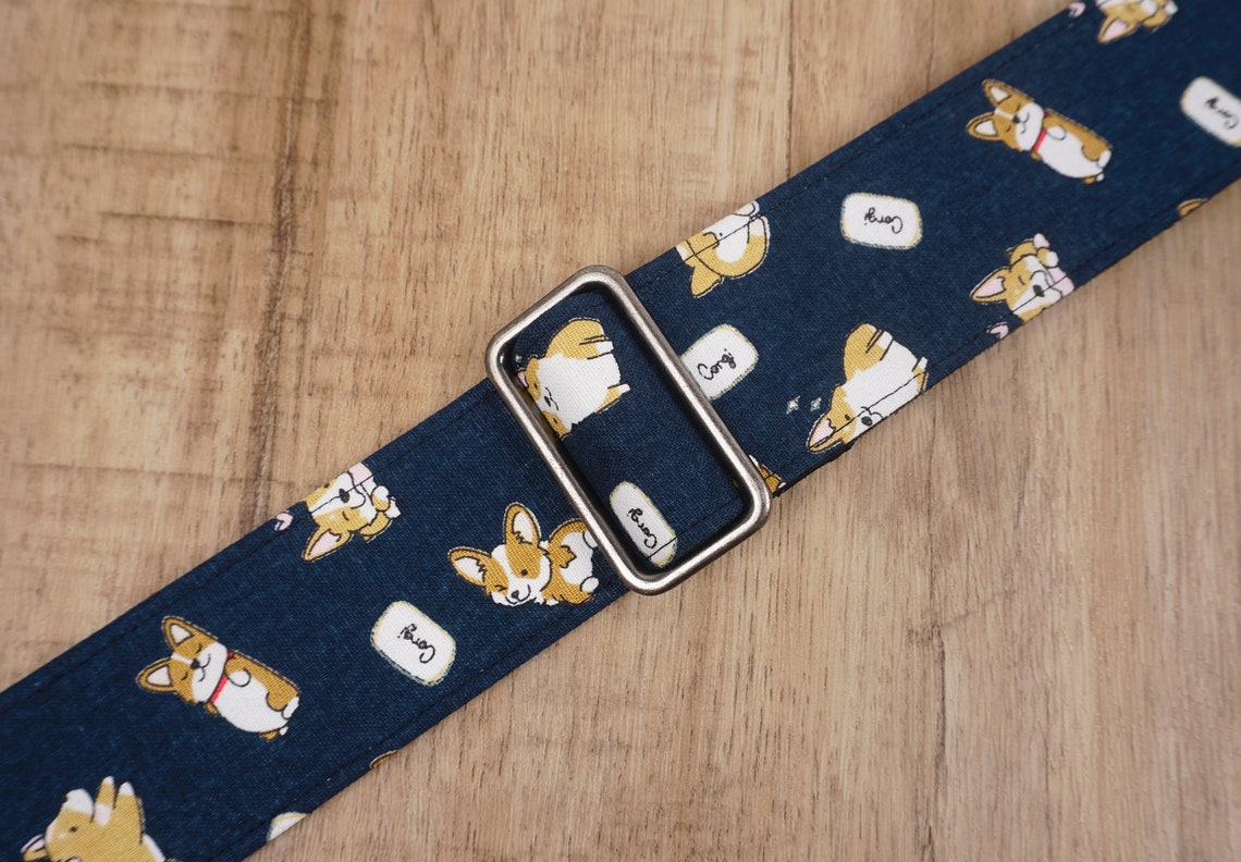 Personalized Dog Guitar Strap With Leather Ends Etsy