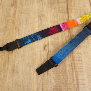 Personalized Hawaiian Beach printed ukulele shoulder strap with leather ends,
