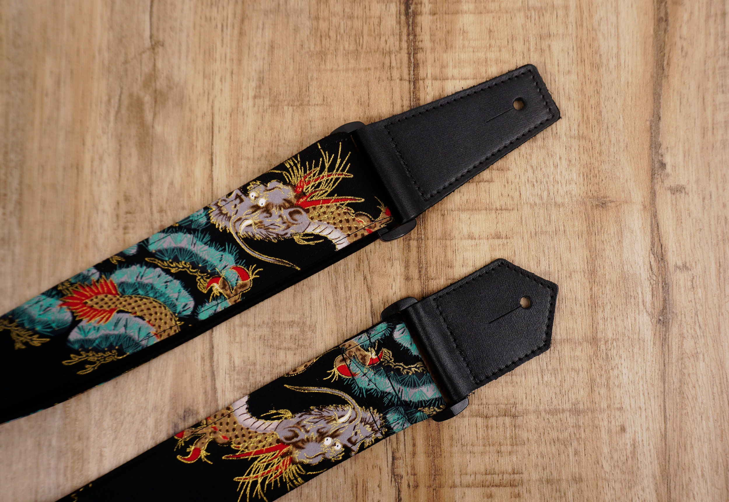 Personalized Dragon Guitar Strap With Leather Ends for Etsy