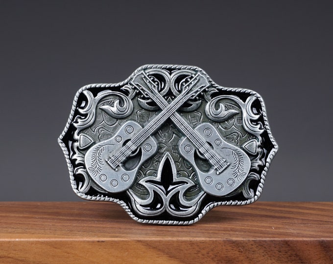 designer belt with guitar buckle