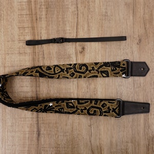 Personalized exotic ethnic totem ukulele shoulder strap with leather ends