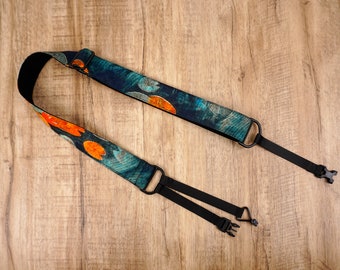 Ink lotus clip on ukulele strap with hook, no drilling, no button,