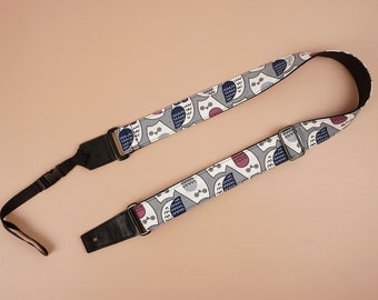 Personalized cartoon owl printed ukulele strap | cute ukulele strap,