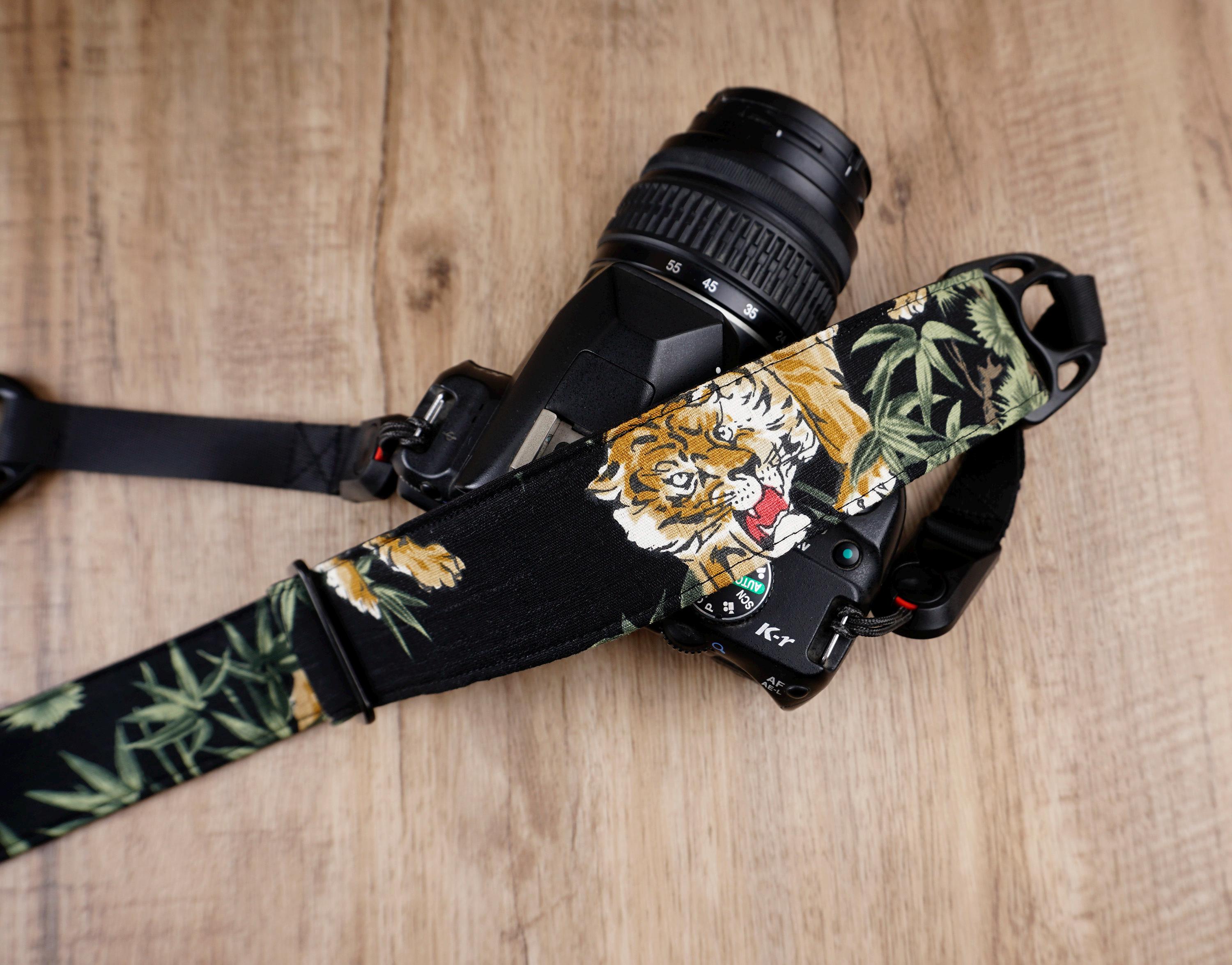 UNIKSTRAP Kameragurt Verstellbar – Panda-Design, Baumwolle & Leder, Für Canon, Nikon, Sony