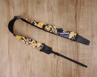 Gepersonaliseerde kunst schilderij ukulele schouderriem met leren uiteinden,