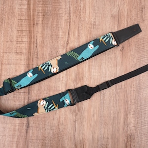 Personalized sloth ukulele strap with leather ends | cute ukulele strap | ukulele gifts
