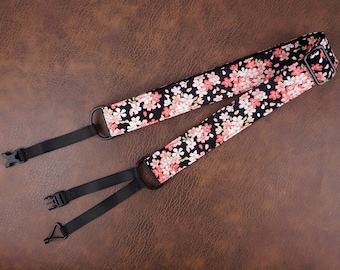 Cherry blossom season clip on ukulele hook strap no drill, no button