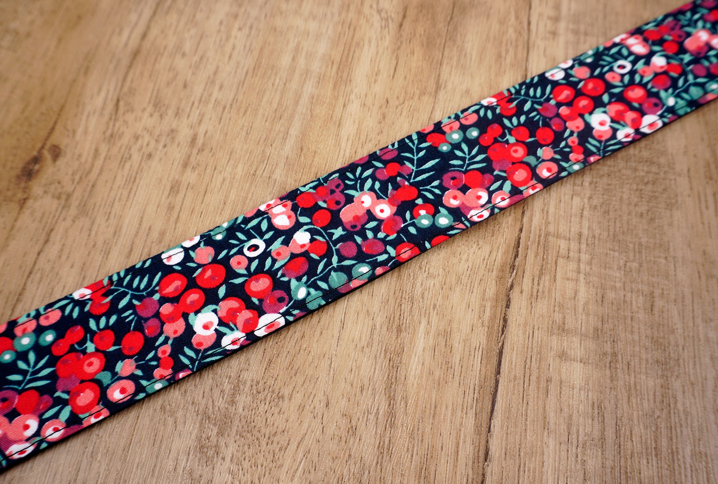 Personalized Red Berry Ukulele Strap With Leather Ends Etsy