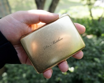 Personalized engraved brass cigarette case for 16 x85mm Items, Solid Brass Card Holder, minimalist style
