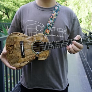 Secret Garden flowers clip on ukulele hook strap, no button, no drilling,  mothers day gift