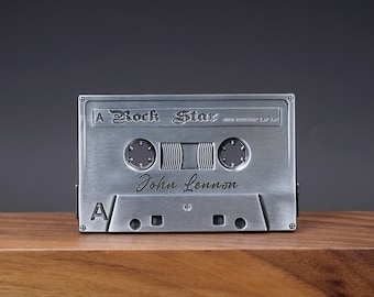 Personalized rock Cassette tape belt buckle with engraved, music lover gift