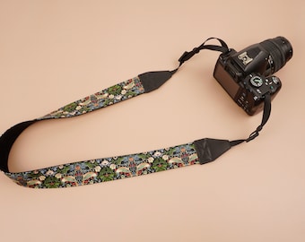 handmade vintage bird printed camera strap for canon/nikon/sony/fuji/ricoh/pentax/panasonic, dslr camera strap,