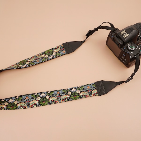 handmade vintage bird printed camera strap for canon/nikon/sony/fuji/ricoh/pentax/panasonic, dslr camera strap,