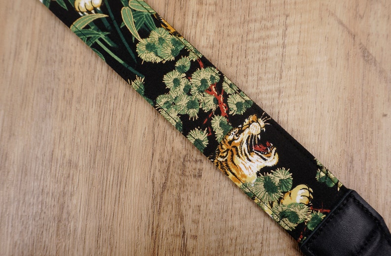 handmade vintage tiger camera strap with leather ends for canon/nikon/sony, dslr camera strap, image 5