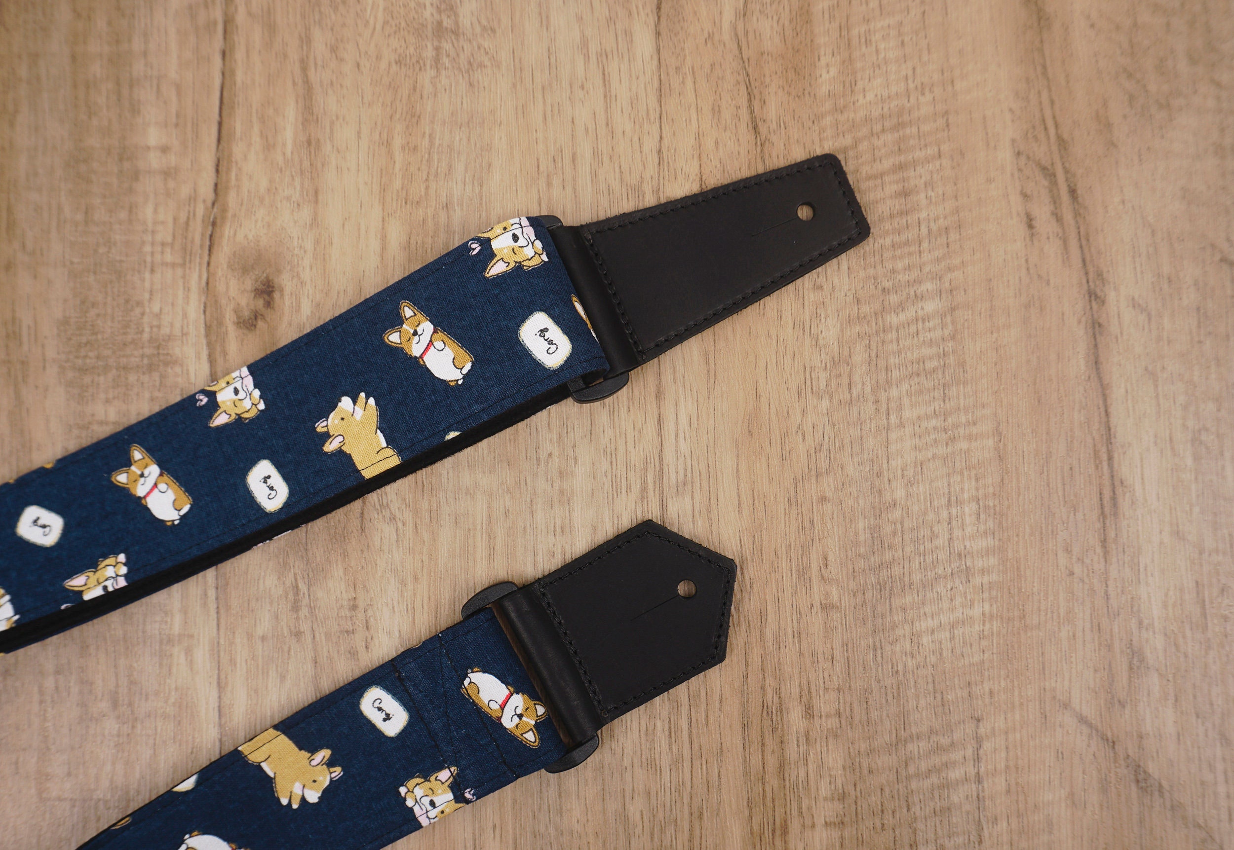 Personalized Dog Guitar Strap With Leather Ends Etsy