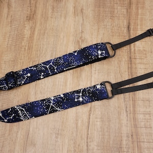 star glow in the dark clip on ukulele hook strap, no button, no drilling | space ukulele strap. graduation gift
