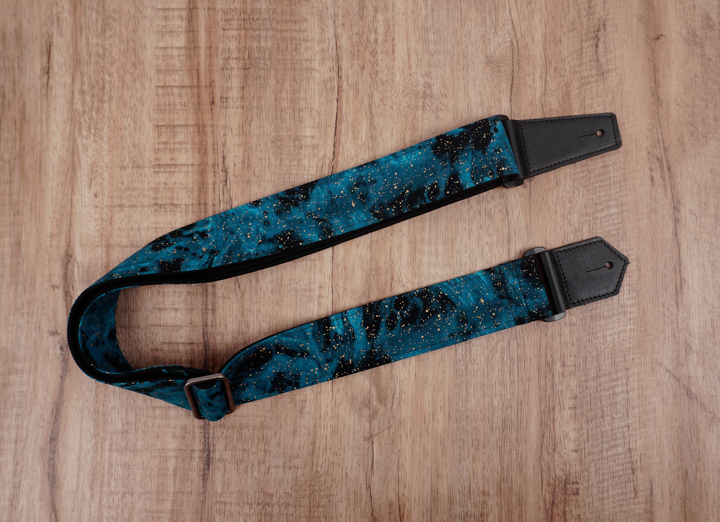 Personalized Universe Space Guitar Strap With Leather Ends Etsy