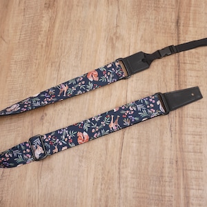 Personalized nature ukulele strap with leather ends | animal ukulele strap | gifts for her,