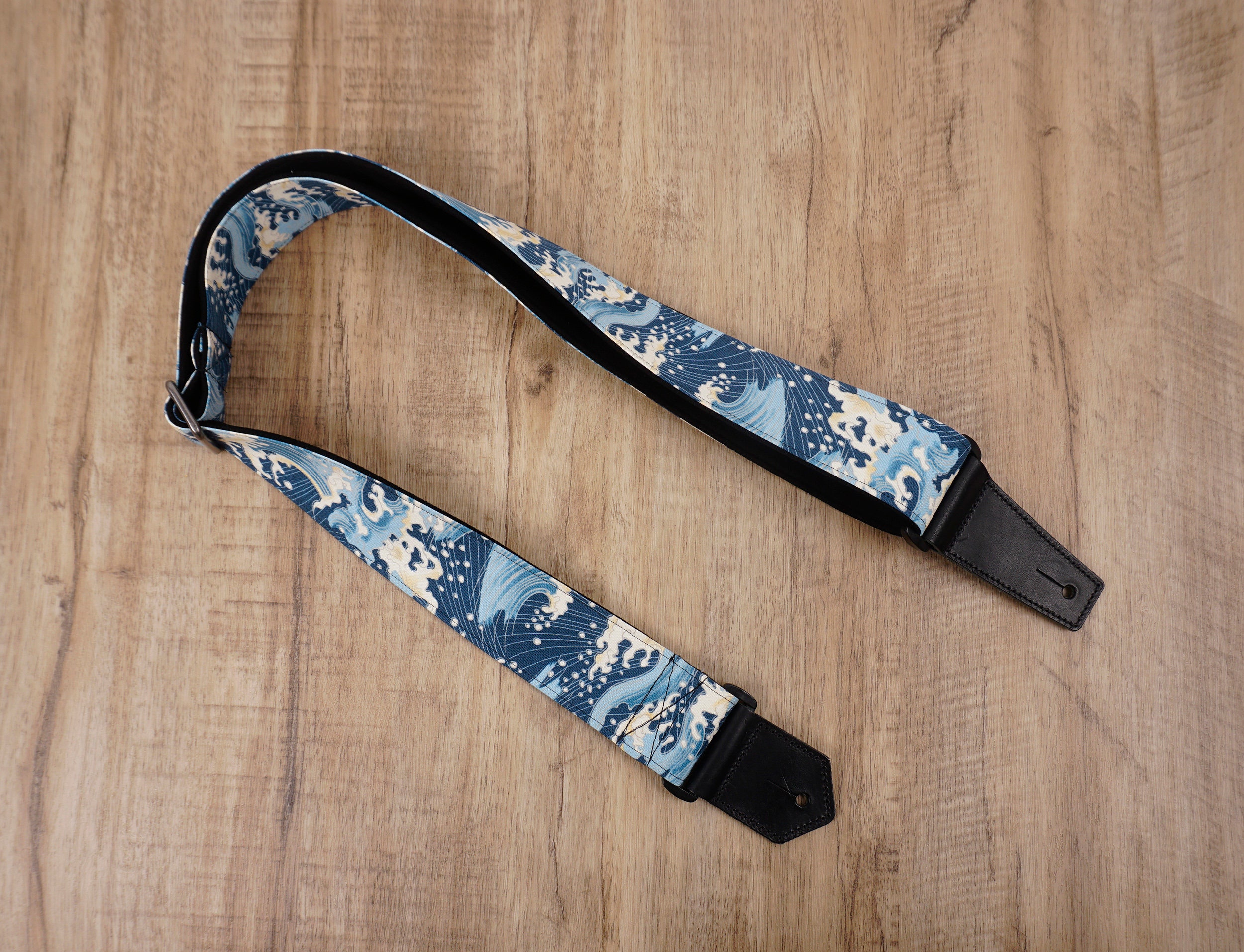 Personalized waves guitar strap with leather ends for acoustic Etsy