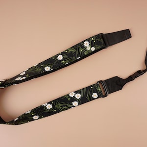 Personalized daisy ukulele strap with leather ends | floral ukulele strap | ukulele gifts | graduation gift,