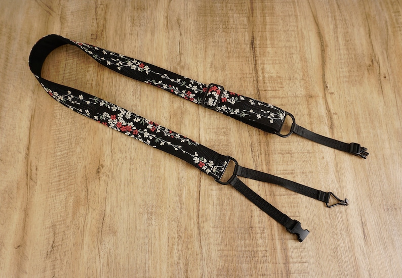 Weeping Cherry blossom floral clip-on ukulele strap with hook, no drilling,no button, mothers day gift image 2