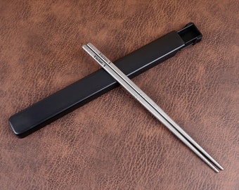 Set di bacchette in titanio personalizzate con incisione e custodia da viaggio