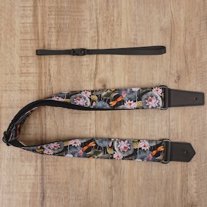 personalized Lotus flower ukulele shoulder strap with leather ends