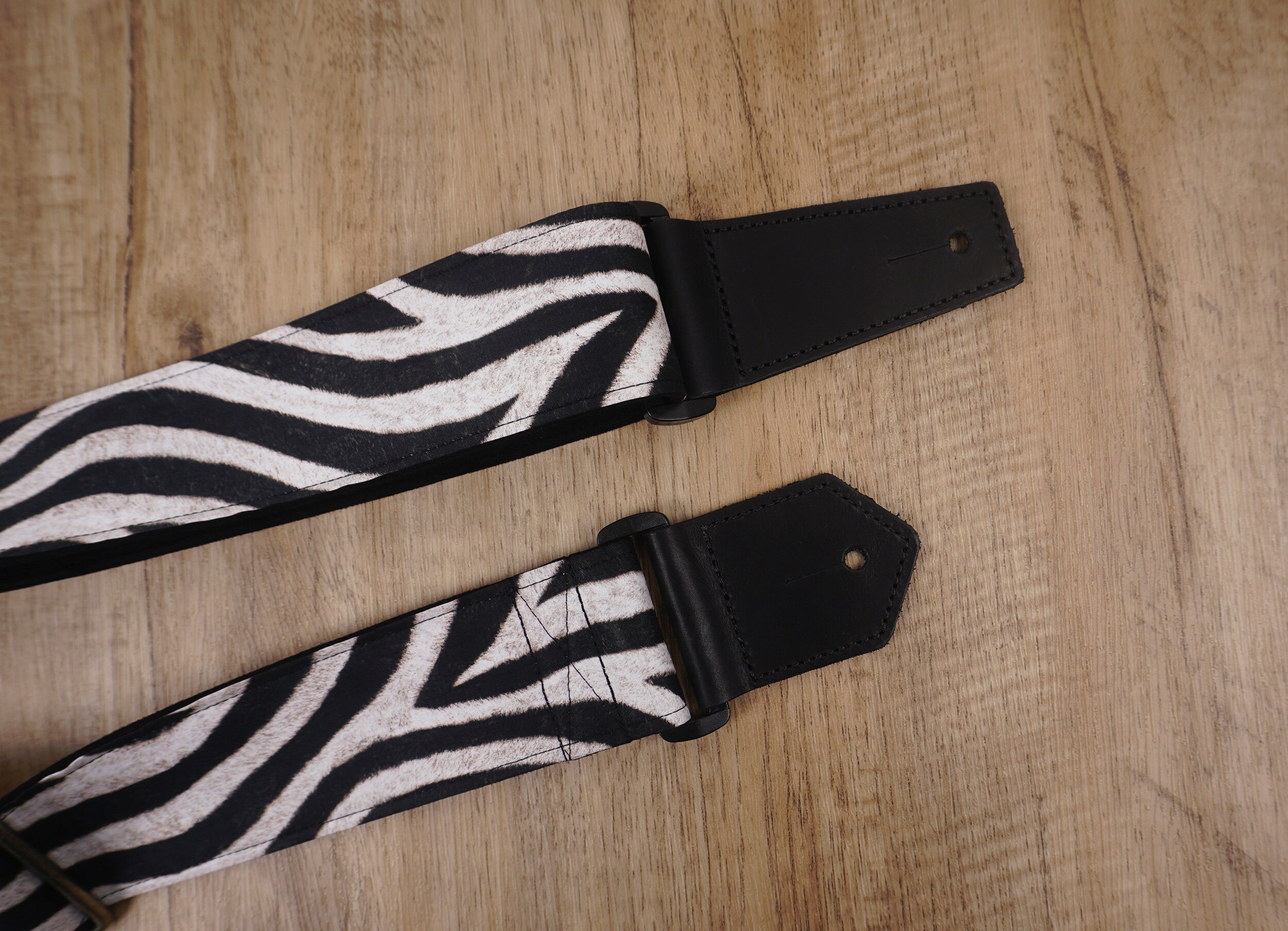 Personalized Zebra Striped Guitar Strap With Leather Ends for Etsy