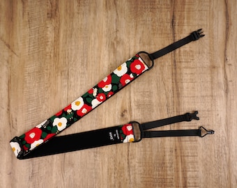 cat and flower clip on ukulele hook strap, no drilling, no button,  valentines day gift