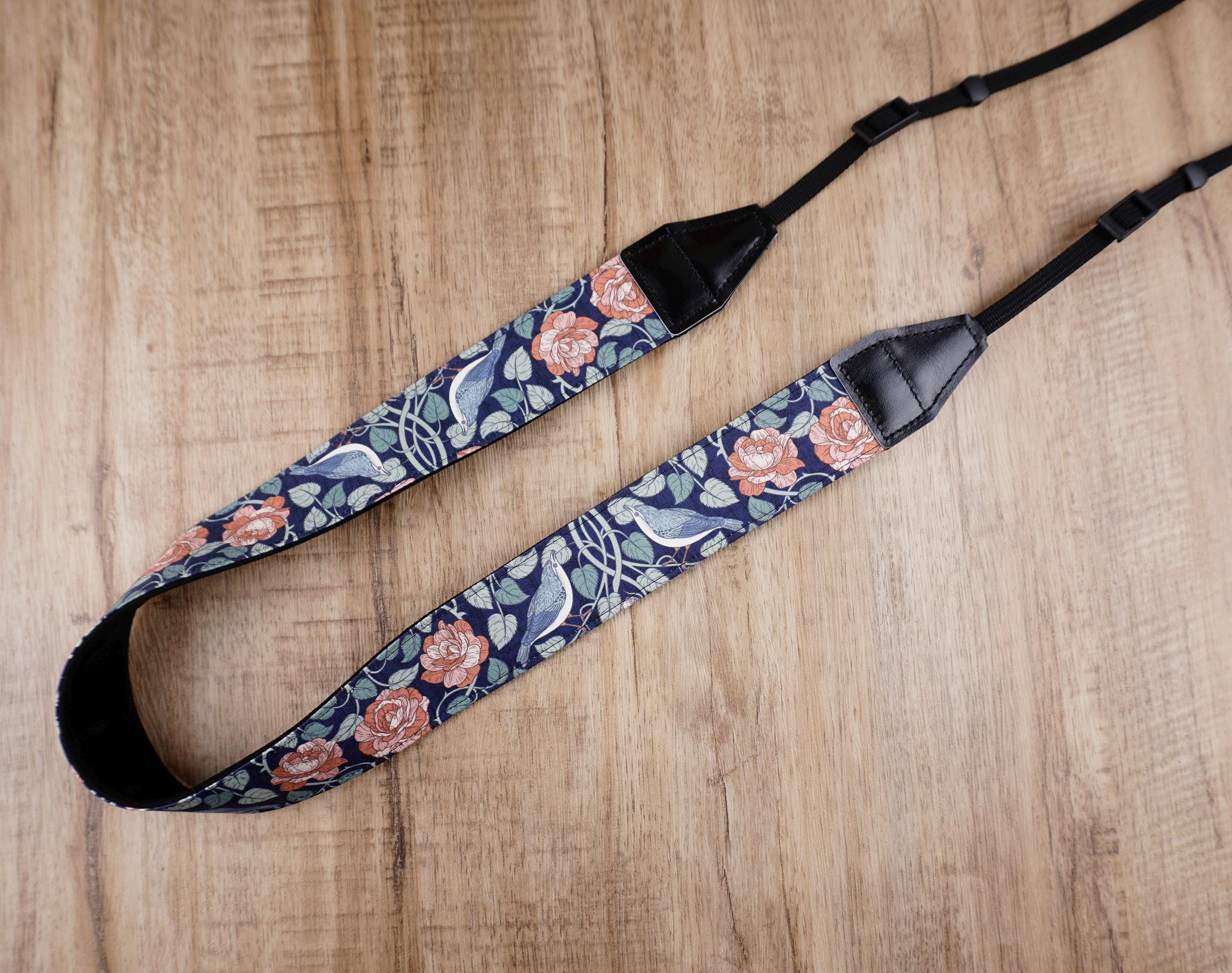 personalized handmade quick-release vintage floral bird camera strap for canon/nikon/sony/fuji/ricoh/pentax/panasonic, dslr camera strap