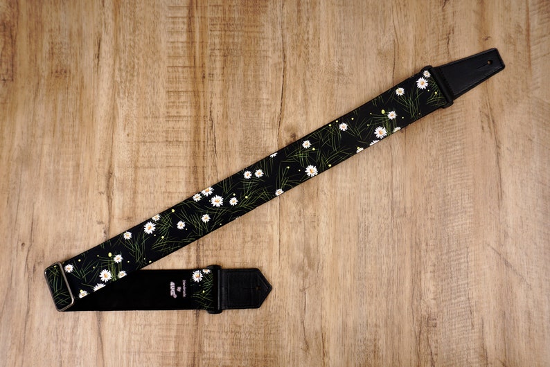 Personalized Daisy Flower Guitar Strap With Leather Ends for Etsy