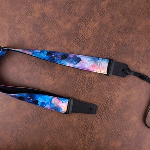 Personalized blooming ukulele strap with leather ends