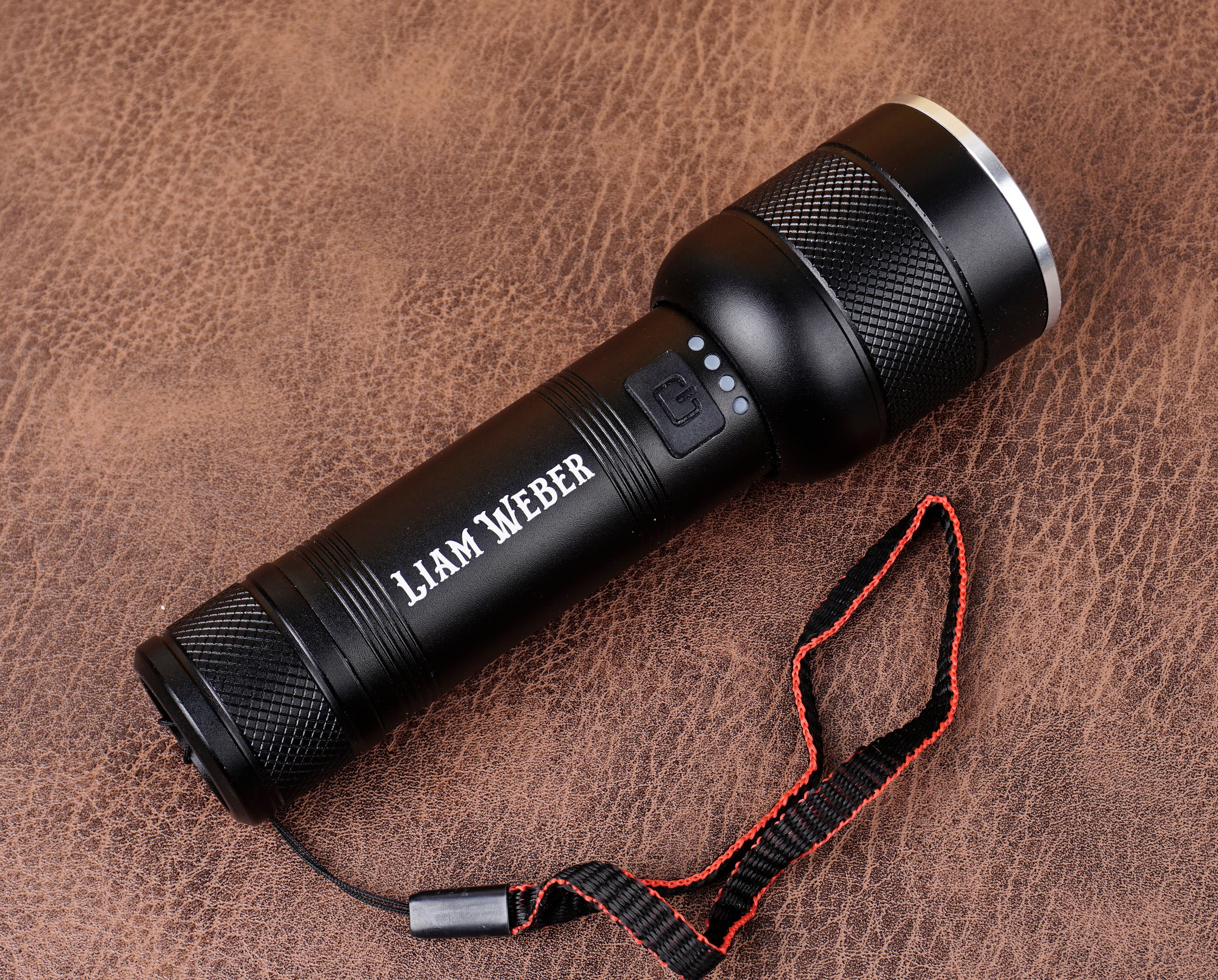 Personalized engraved black flashlight, 800 lumens, gift for dad, grandpa