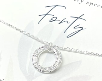 Sterling Silver 40th Necklace Birthday Gift for Women, 40th Birthday Necklace Gifts for Her, 40 birthday presents, 40th Jewellery Gift Woman