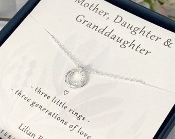 3 Generations Necklace Gift, Three Generations Gifts, Gran Gifts, Grandma Gift, Meaningful Gifts for Nan, Mum Gifts, Grandchildren, Grandson