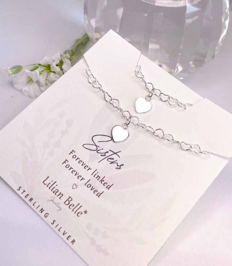 Sterling Silver Matching Bracelets Birthday Gifts for Sisters, Twin