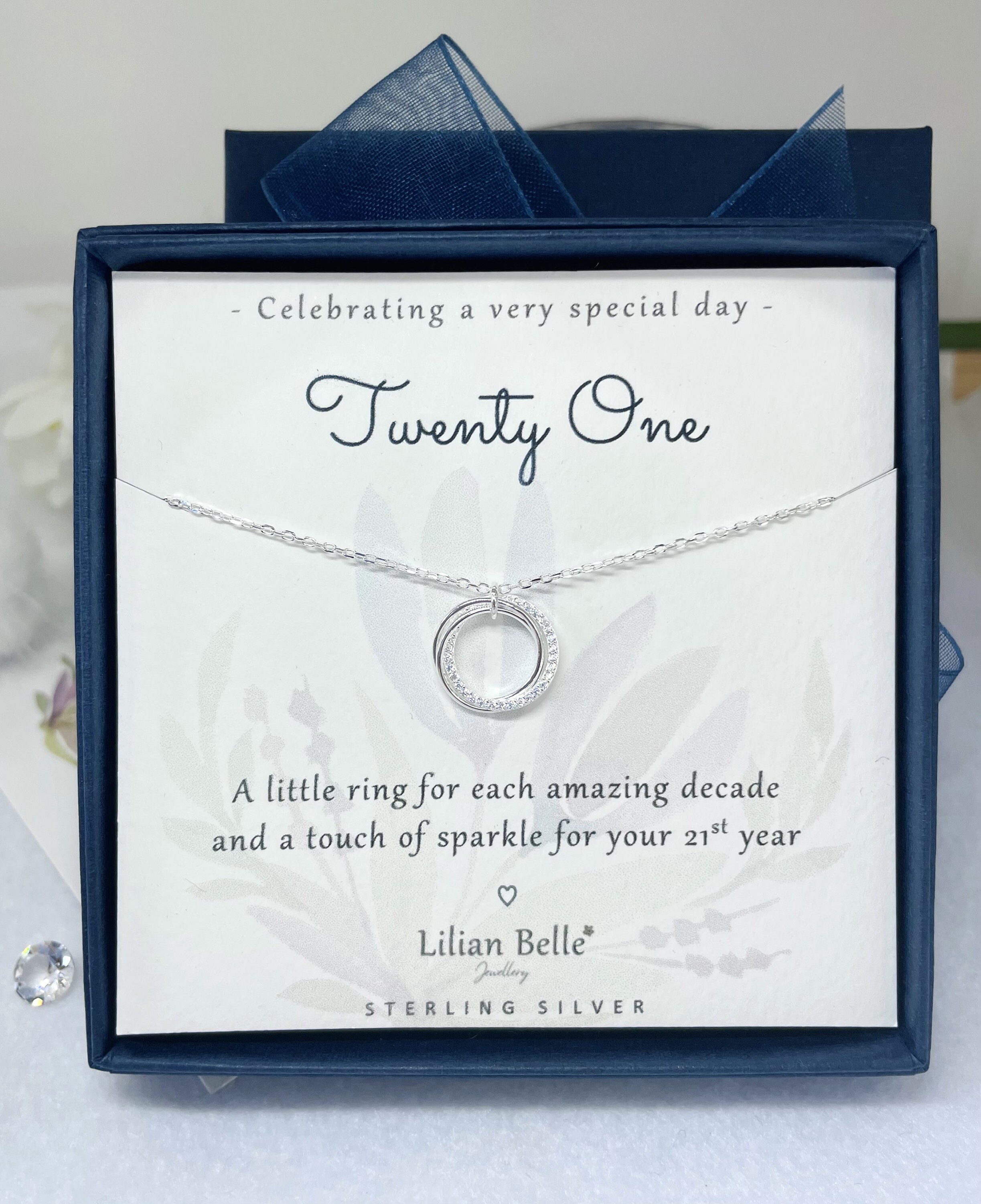 21st Birthday Gift for Her, Silver Necklace Gift for